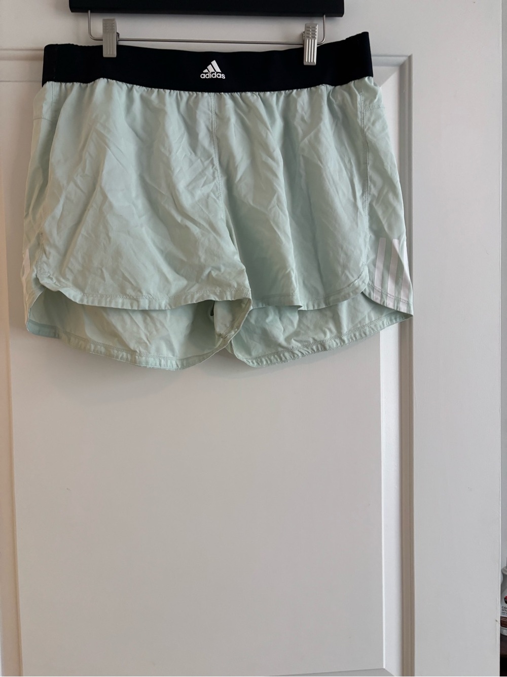 adidas Mint Green Running Shorts with Black Waistband